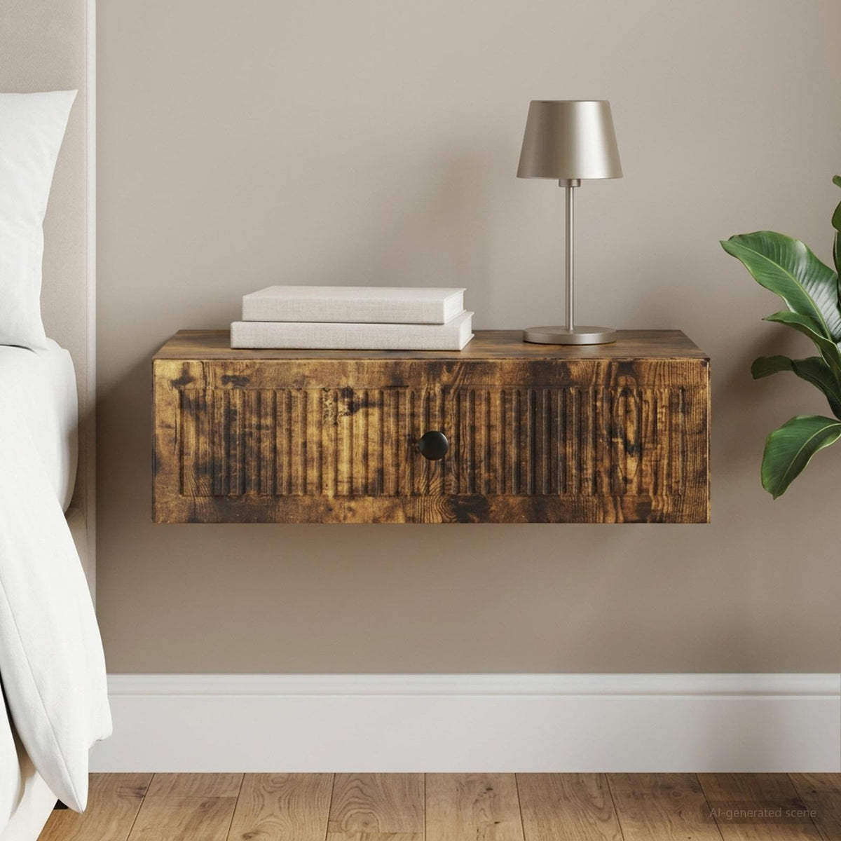 Wandmontage Zijtafel Gerookt eiken 59 x 34,5 x 17 cm is nu te koop bij PeponiXL, paradijselijk wonen!