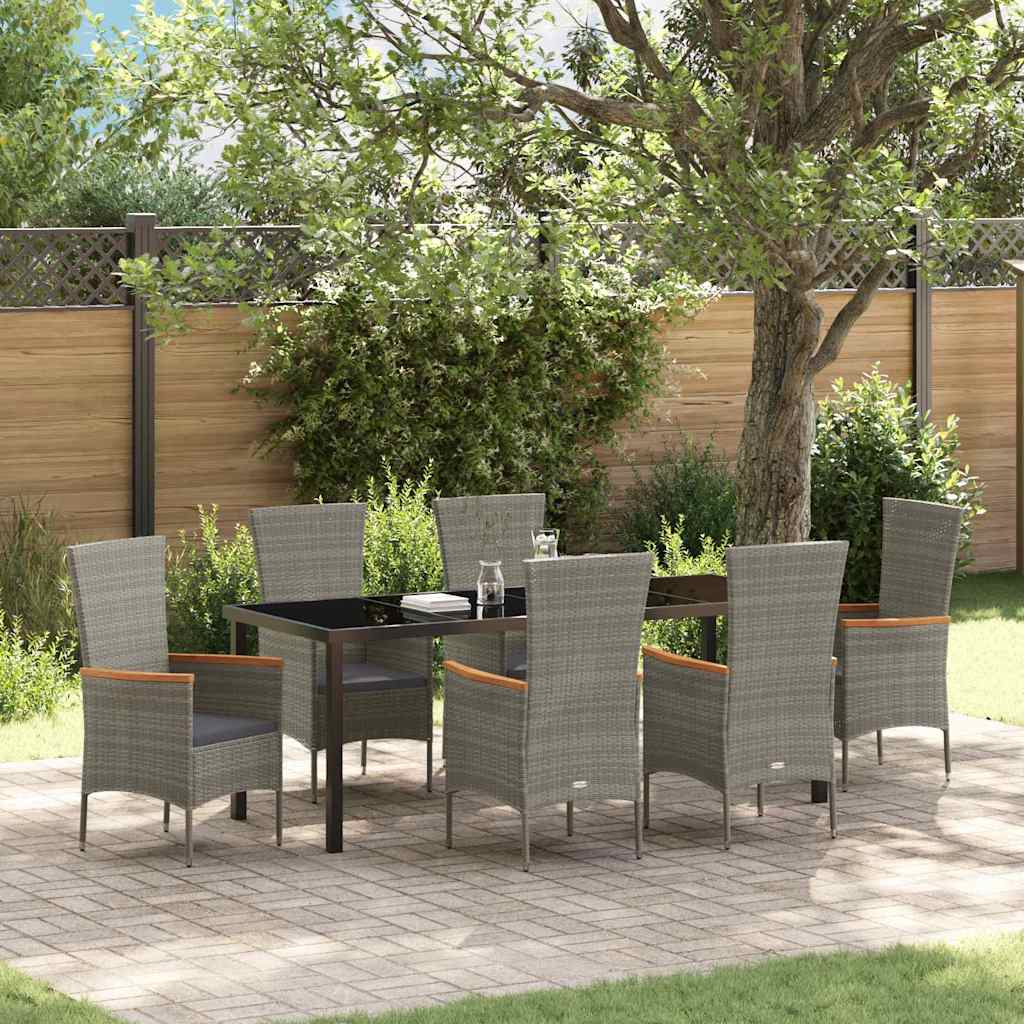 Tuin eettafelset met kussen 7 pcs Grijs Gepoedercoat staal is nu te koop bij PeponiXL, paradijselijk wonen!