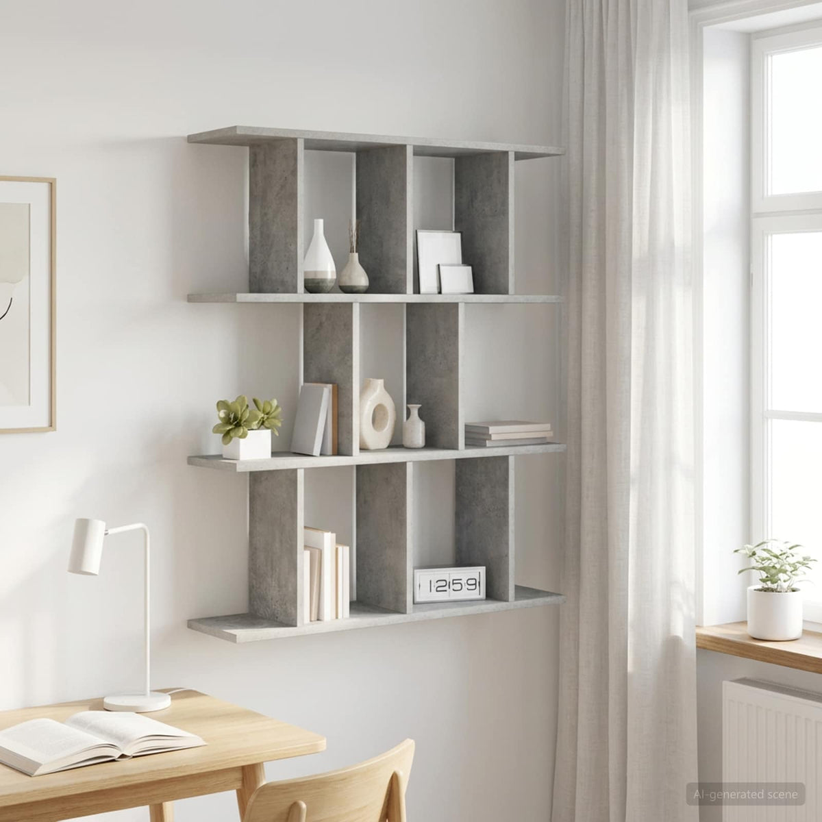 Wandplank Betongrijs 80 x 20 x 96 cm Bewerkt hout is nu te koop bij PeponiXL, paradijselijk wonen!