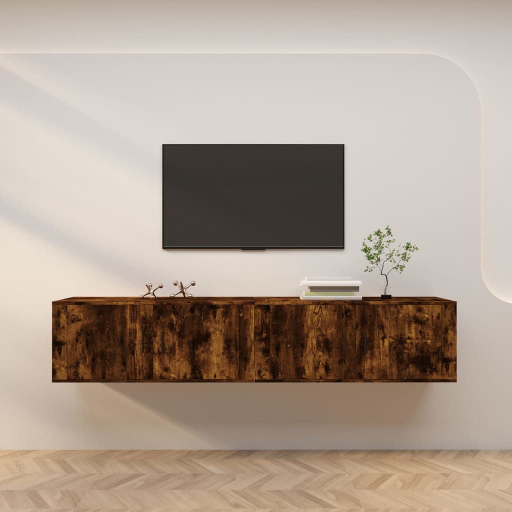 Tv-wandmeubels 2 st 100x34,5x40 cm gerookt eikenkleurig is nu te koop bij PeponiXL, paradijselijk wonen!