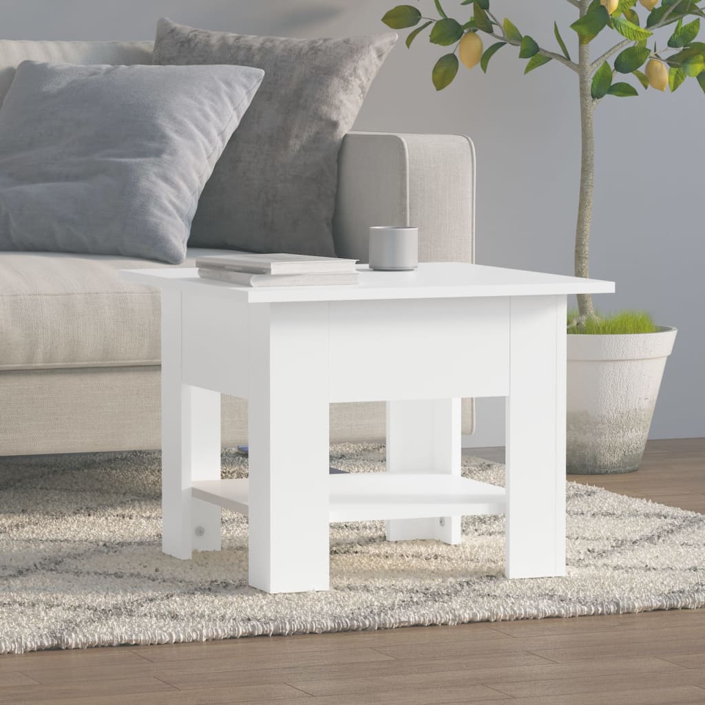 Salontafel 55x55x42 cm bewerkt hout wit is nu te koop bij PeponiXL, paradijselijk wonen!