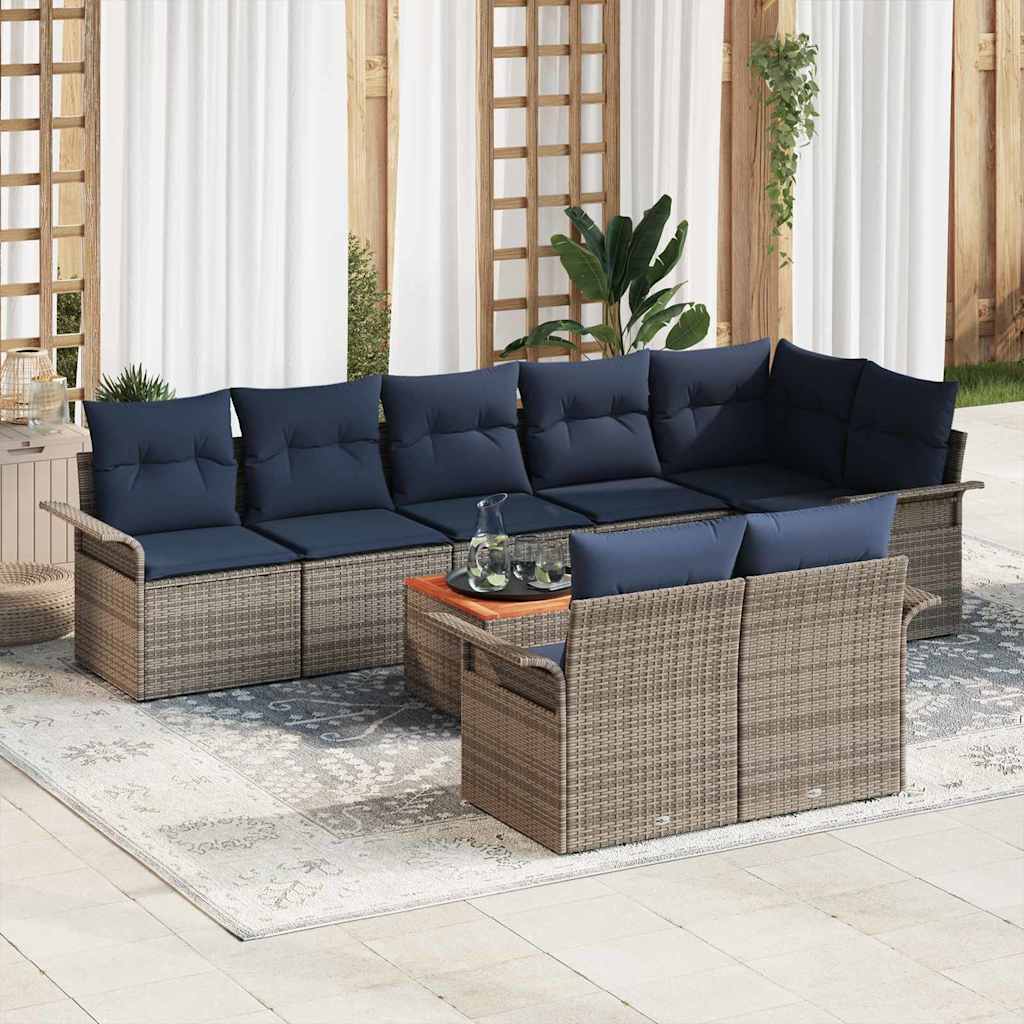 Tuinbankenset met kussen 9 pcs Grijs poly rattan is nu te koop bij PeponiXL, paradijselijk wonen!