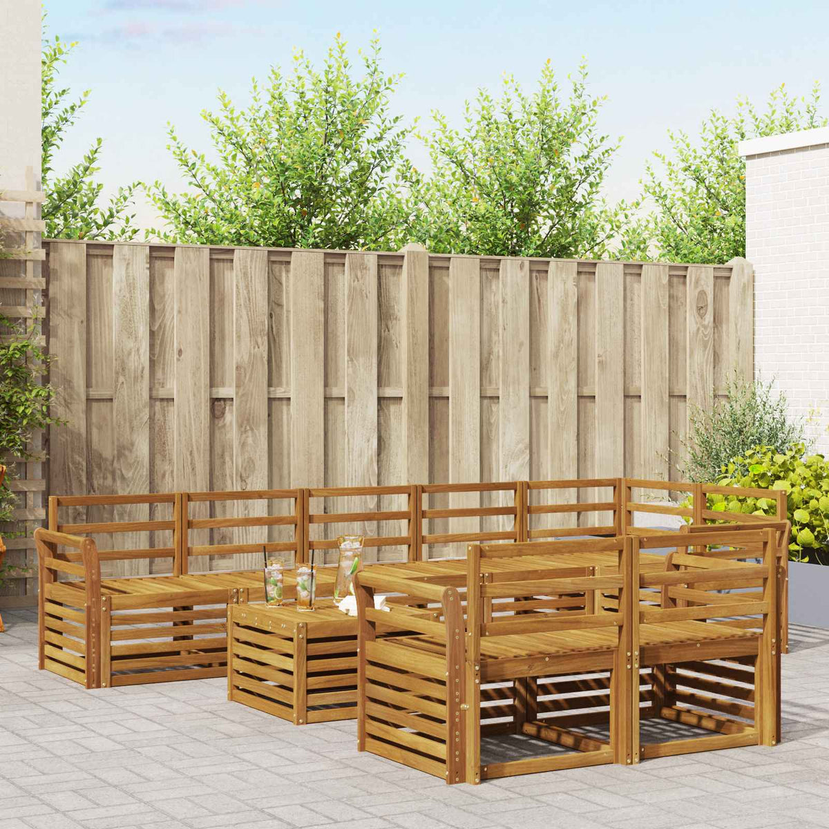 Sofa-Sets 9 pcs Naturel Massief Acaciahout is nu te koop bij PeponiXL, paradijselijk wonen!