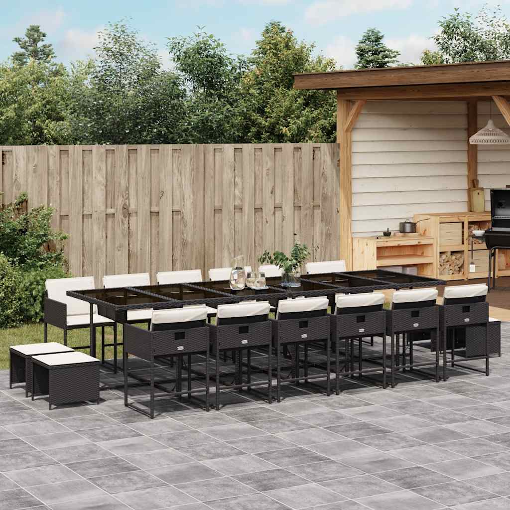 17-delige Tuinset met kussens poly rattan zwart is nu te koop bij PeponiXL, paradijselijk wonen!