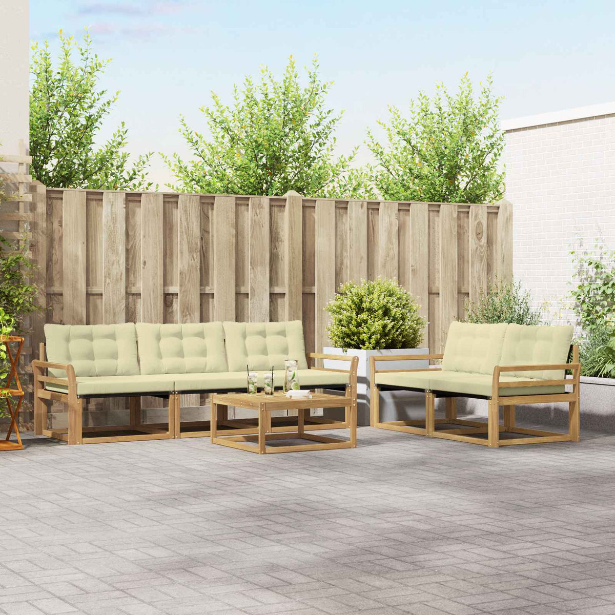 Buiten bankenset 6 pcs Wit en crèmekleurig 79 x 79 x 37 cm is nu te koop bij PeponiXL, paradijselijk wonen!