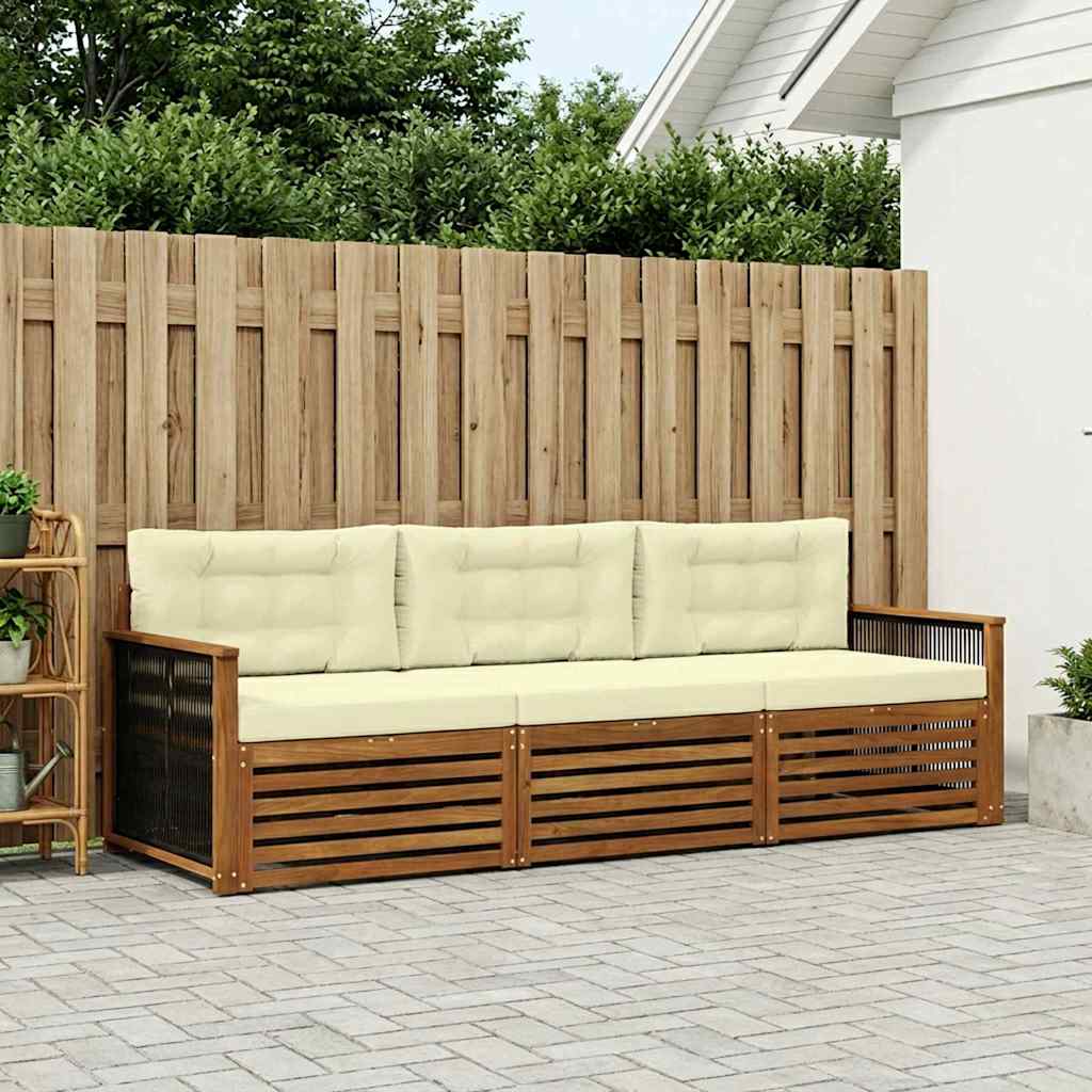 Buiten bankenset met kussen 3 pcs Natuurlijk en Crème is nu te koop bij PeponiXL, paradijselijk wonen!