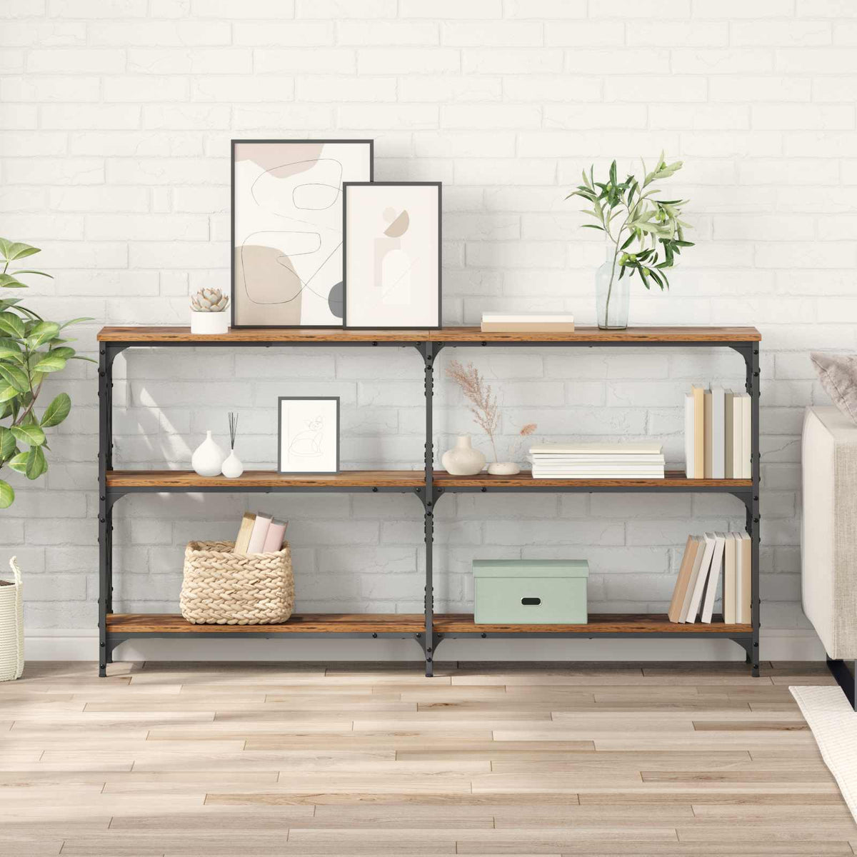 Wandtafel Oudhout 156 x 28 x 80,5 cm Bewerkt hout is nu te koop bij PeponiXL, paradijselijk wonen!