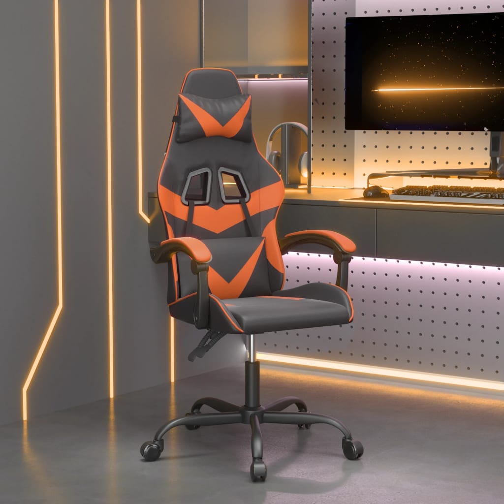 Gamestoel kunstleer zwart en oranje is nu te koop bij PeponiXL, paradijselijk wonen!