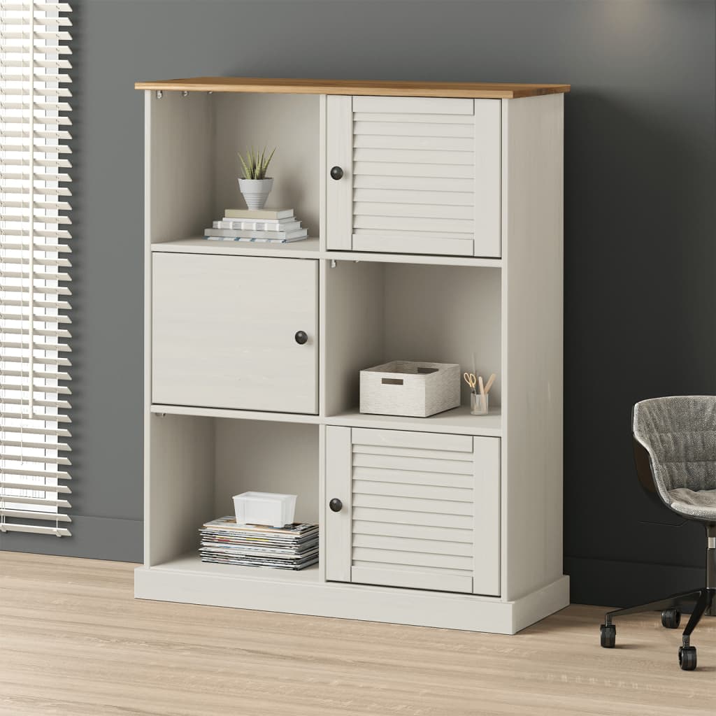 Boekenkast VIGO 90x35x114,5 cm massief grenenhout wit is nu te koop bij PeponiXL, paradijselijk wonen!