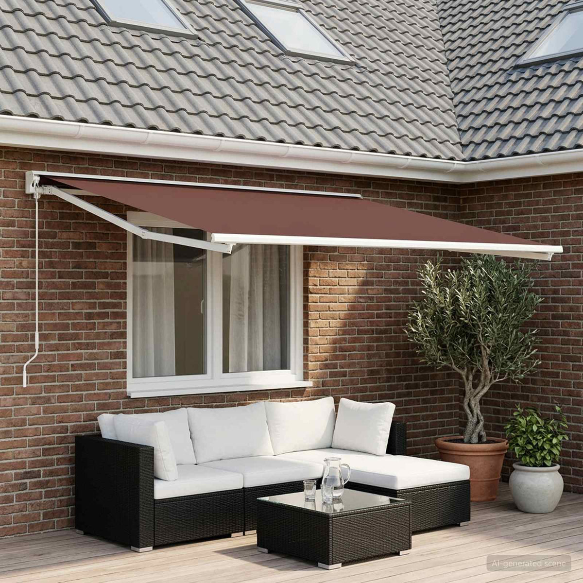 Vervangingsdoek voor zonnescherm Bruin 450 × 350 cm Polyester is nu te koop bij PeponiXL, paradijselijk wonen!