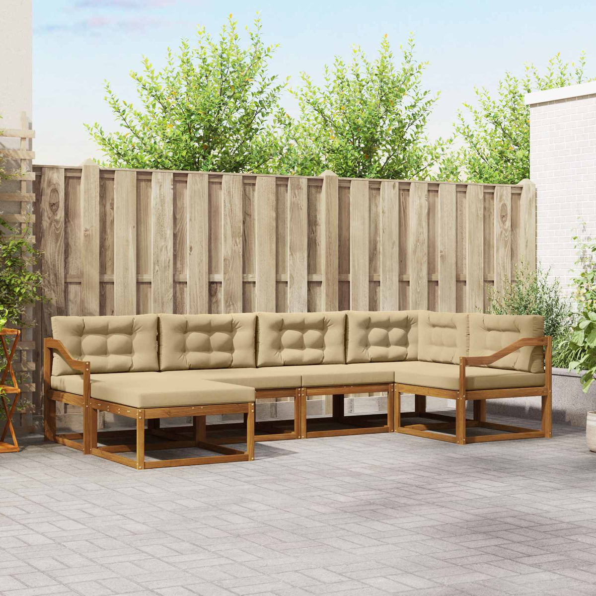 Buiten bankenset met kussen 6 pcs Natuurlijk en Beige is nu te koop bij PeponiXL, paradijselijk wonen!