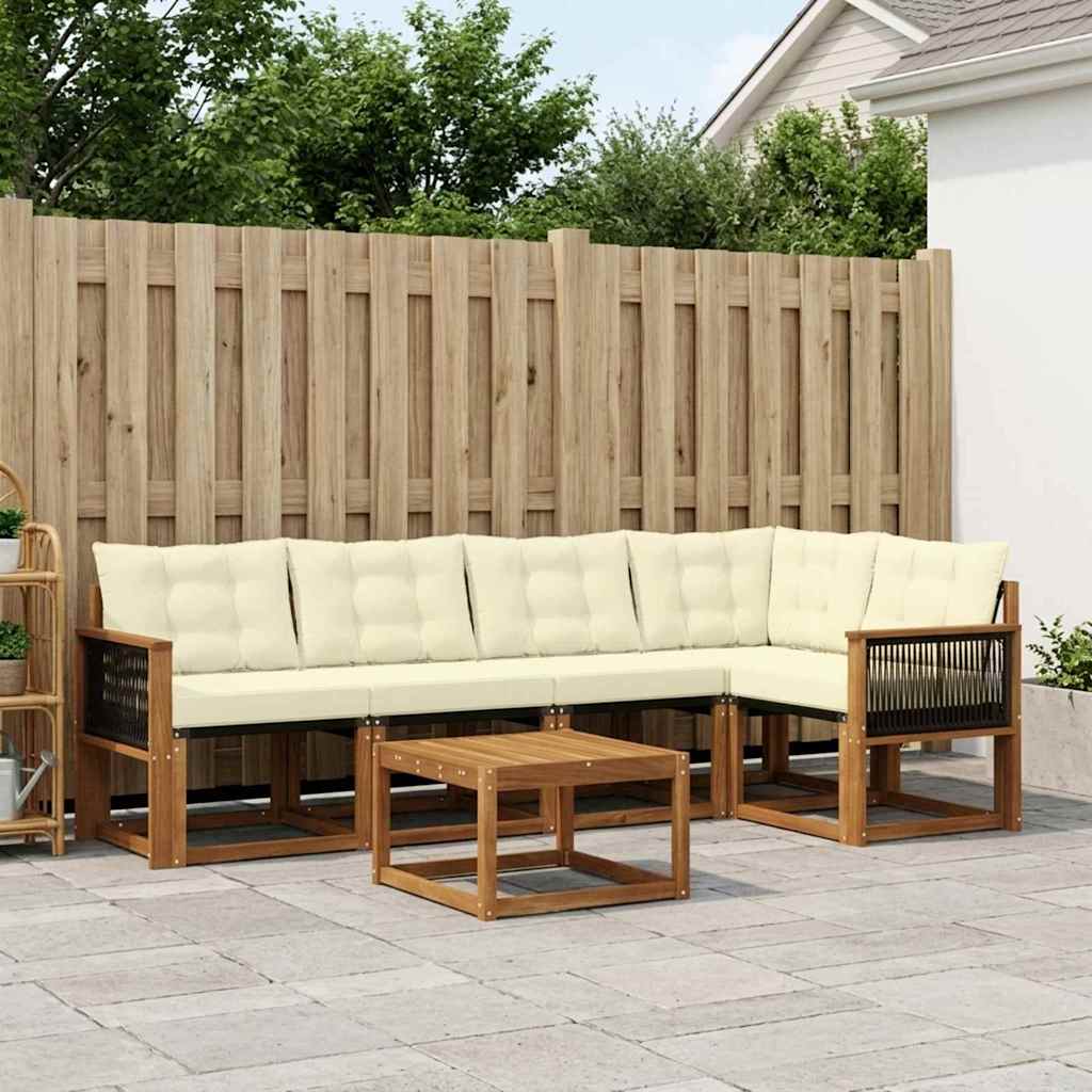 Buiten bankenset met kussen 6 pcs Natuurlijk en Crème is nu te koop bij PeponiXL, paradijselijk wonen!