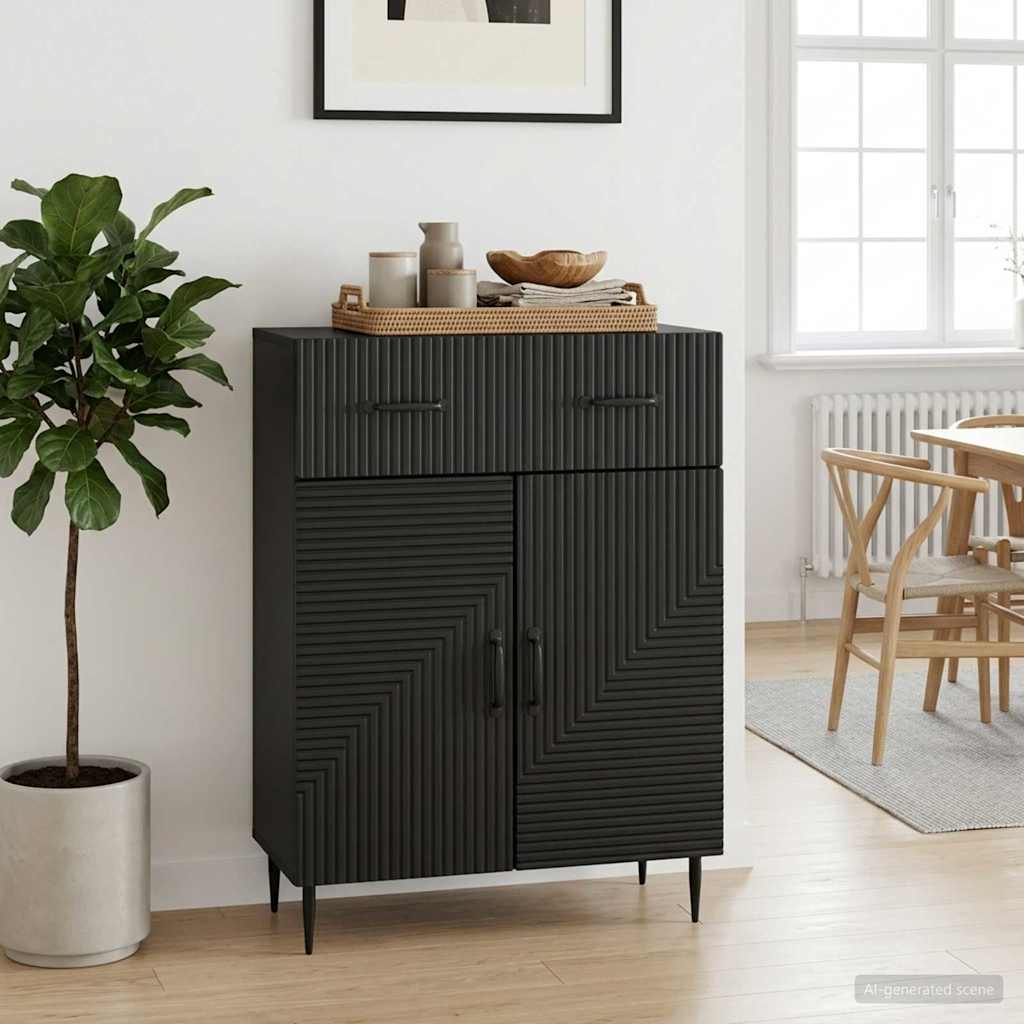 Dressoir met lade Zwart 66 x 34,5 x 89,5 cm Bewerkt hout is nu te koop bij PeponiXL, paradijselijk wonen!