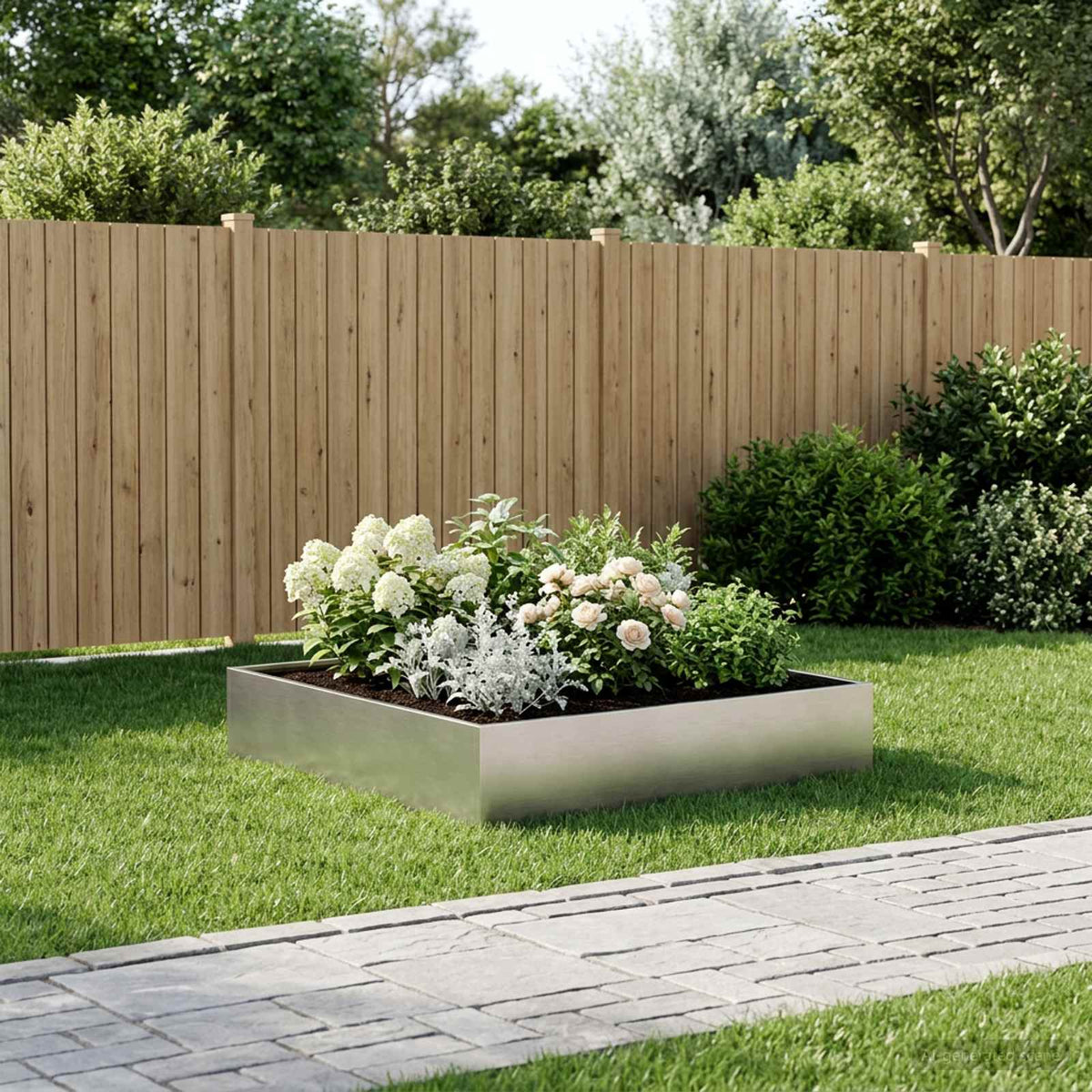 Plantenbak zilver 80 x 80 x 20 cm Roestvrij staal is nu te koop bij PeponiXL, paradijselijk wonen!