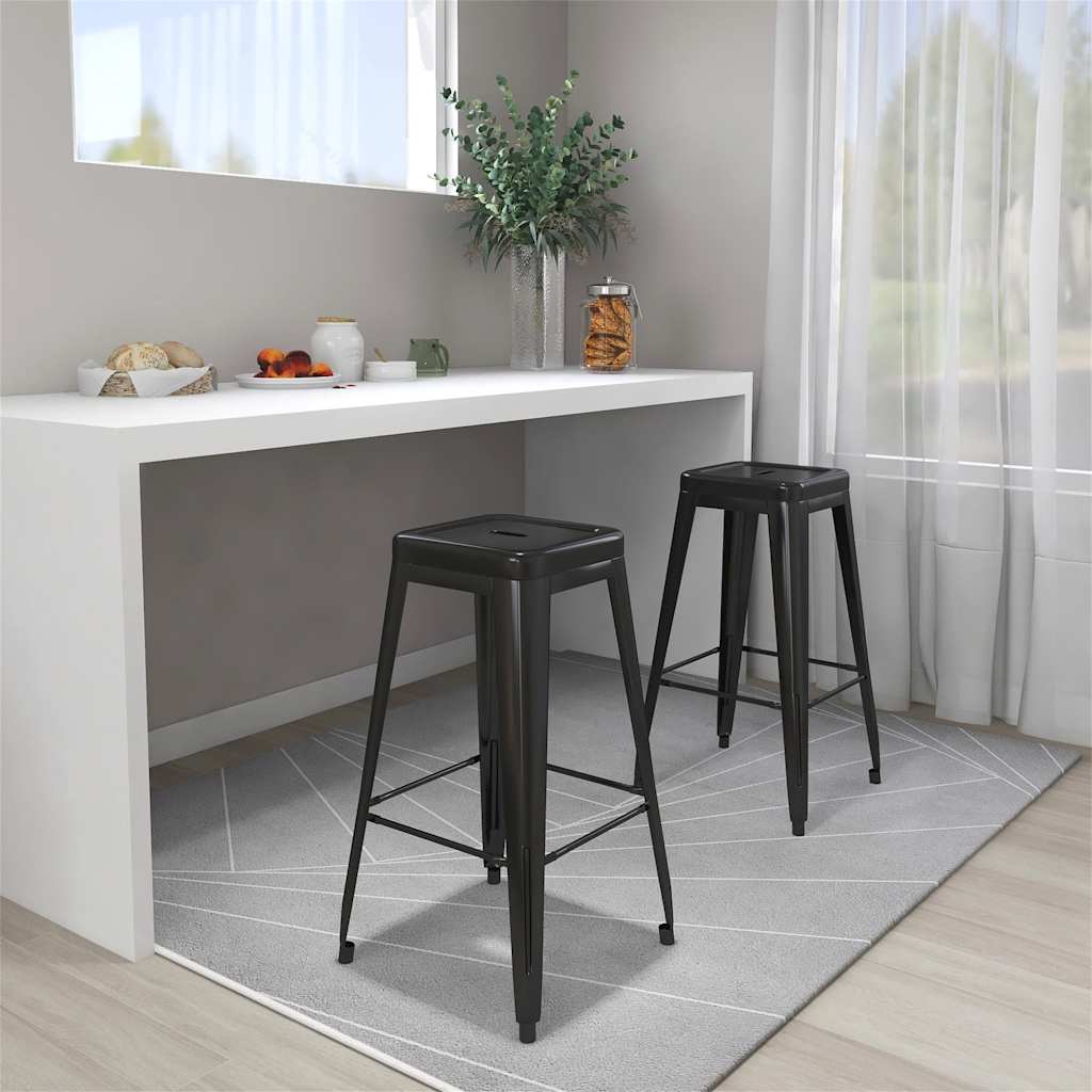 Barkrukken 2 st stapelbaar metaal zwart is nu te koop bij PeponiXL, paradijselijk wonen!