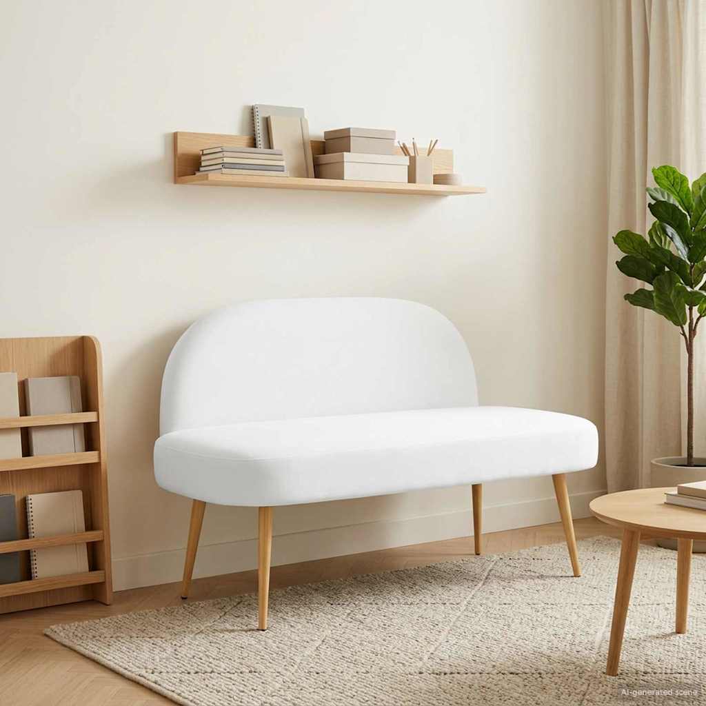 Beklede bank met rugleuning Wit 110 x 60 x 76 cm Polyester is nu te koop bij PeponiXL, paradijselijk wonen!