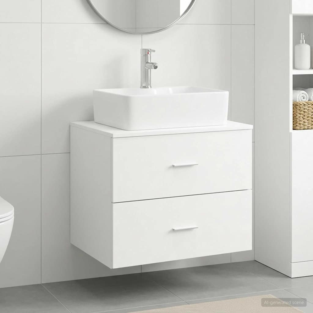 Badkamermeubelset Wit Bewerkt hout is nu te koop bij PeponiXL, paradijselijk wonen!