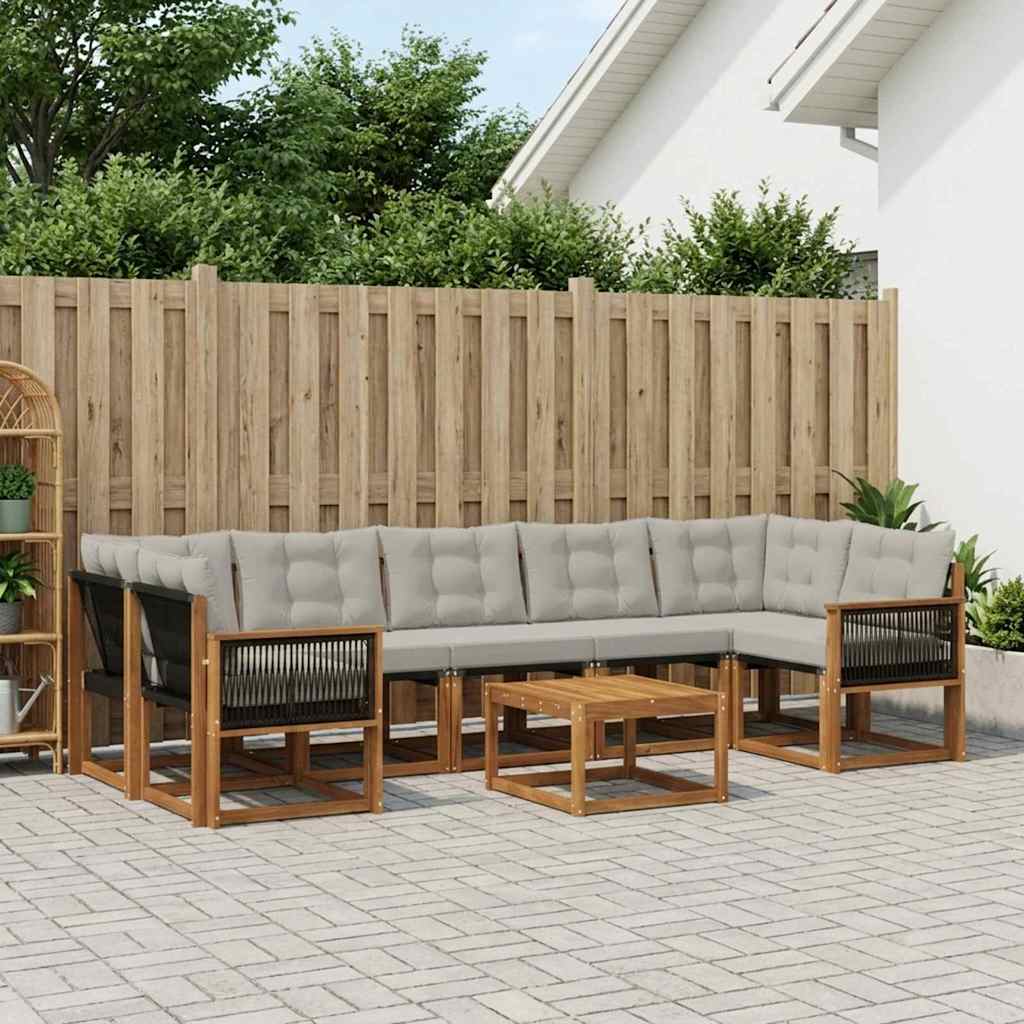 Buiten bankenset met kussen 8 pcs Naturel en lichtgrijs is nu te koop bij PeponiXL, paradijselijk wonen!