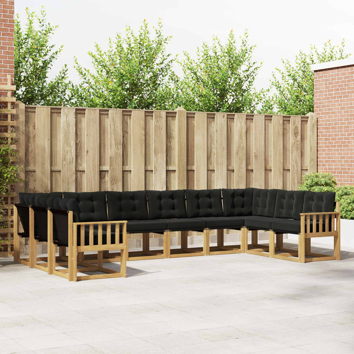 Buiten bankenset met kussen 10 pcs Wit en zwart is nu te koop bij PeponiXL, paradijselijk wonen!