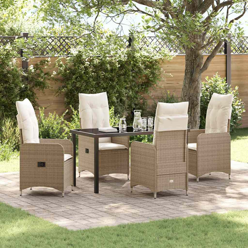 Tuin eettafelset 5 pcs Beige poly rattan is nu te koop bij PeponiXL, paradijselijk wonen!