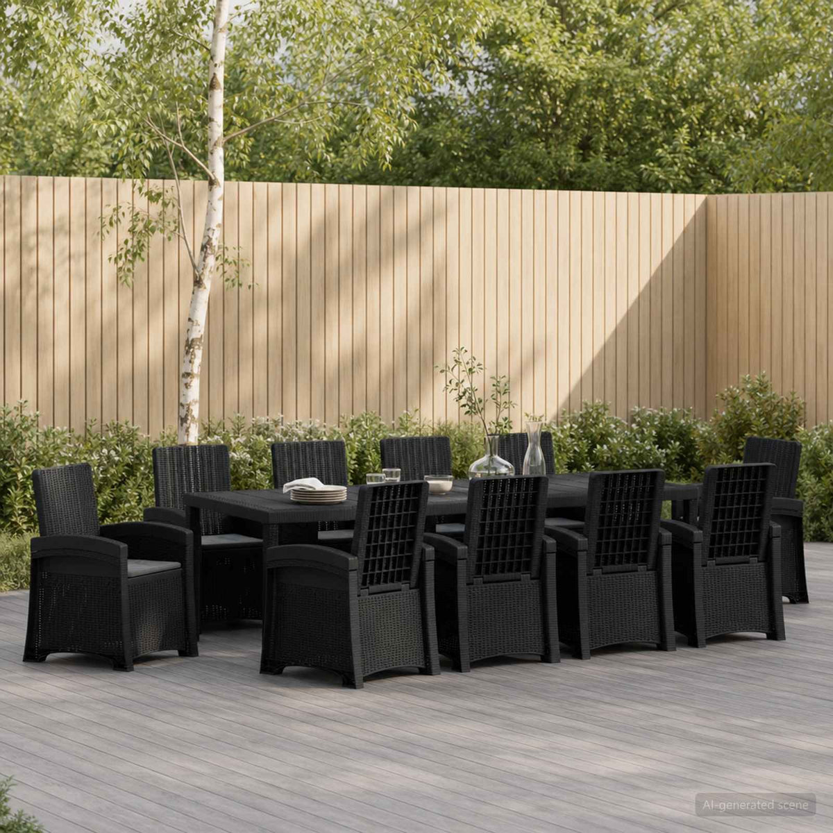 Tuin eettafelset 11 st Antracietkleurig PP is nu te koop bij PeponiXL, paradijselijk wonen!