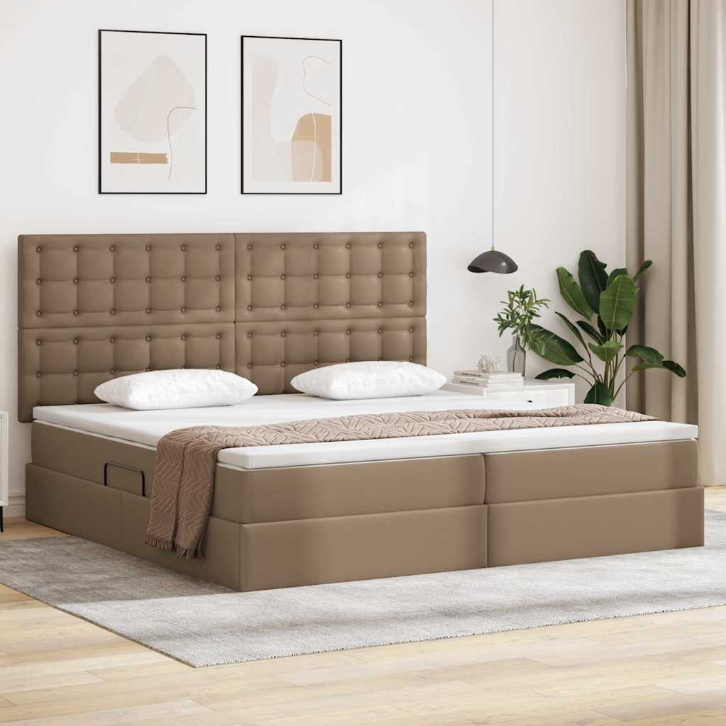 Opbergbed met LED met matras Cappuccino 200 x 200 cm Nep Leer is nu te koop bij PeponiXL, paradijselijk wonen!