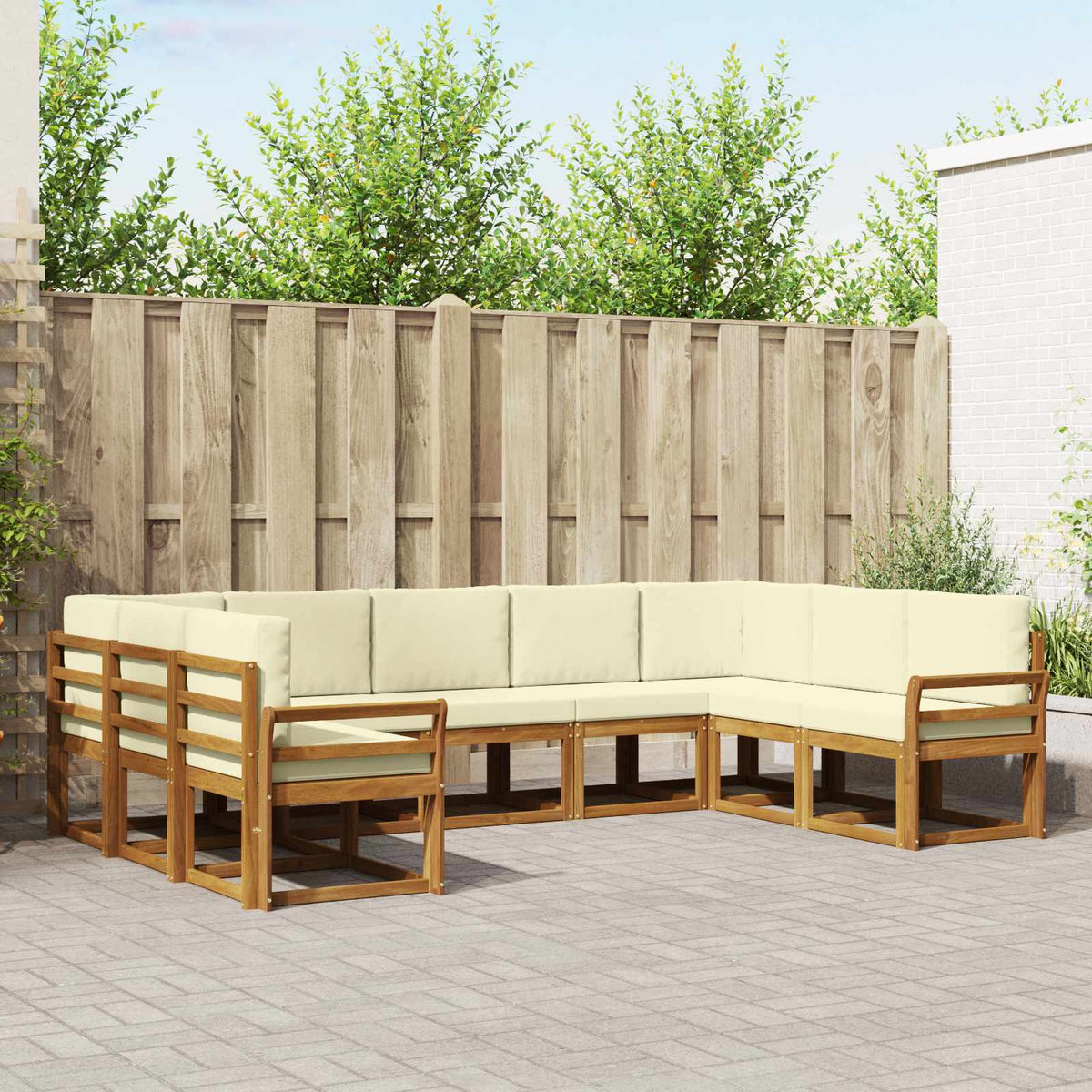 Buiten bankenset met kussen 9 pcs Natuurlijk en Crème is nu te koop bij PeponiXL, paradijselijk wonen!