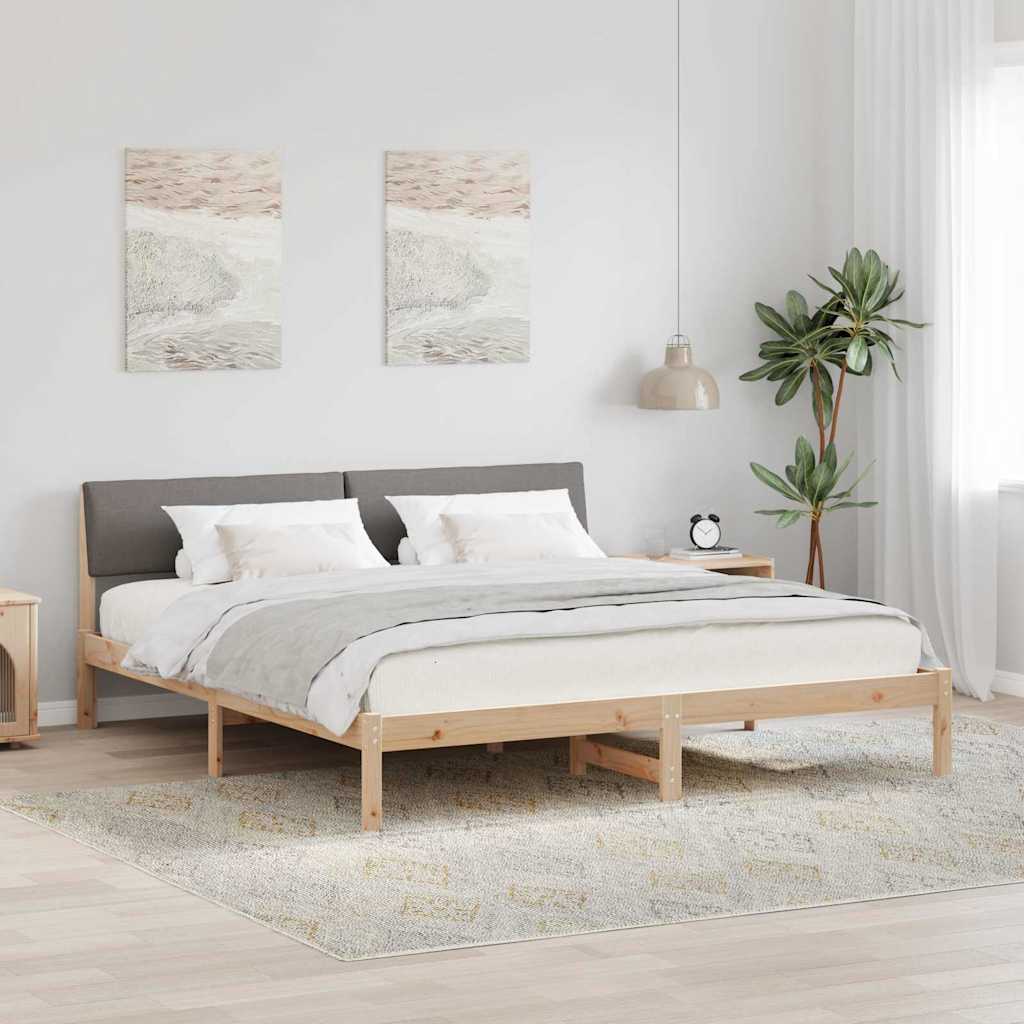 Bedframe Bruin en taupe 200 x 200 cm Massief grenenhout is nu te koop bij PeponiXL, paradijselijk wonen!