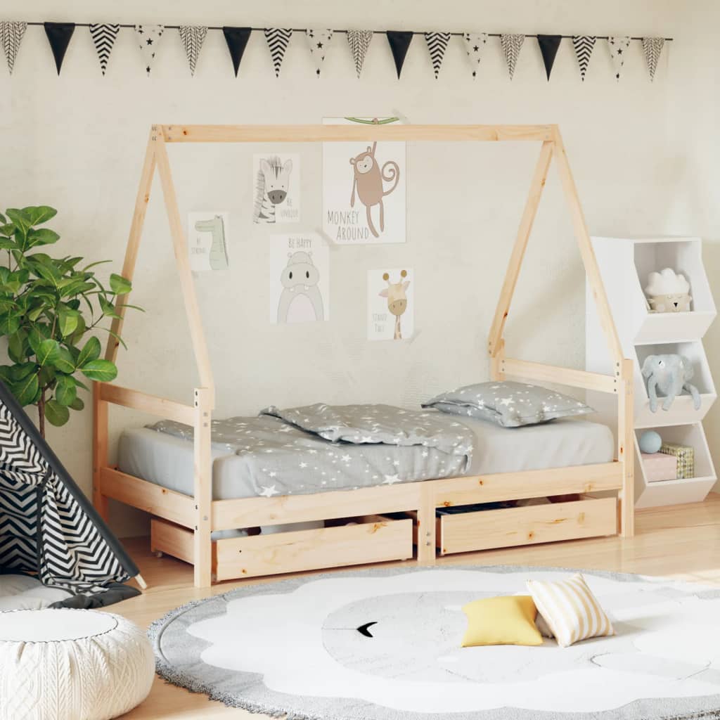 Kinderbedframe met lades 80x160 cm massief grenenhout is nu te koop bij PeponiXL, paradijselijk wonen!