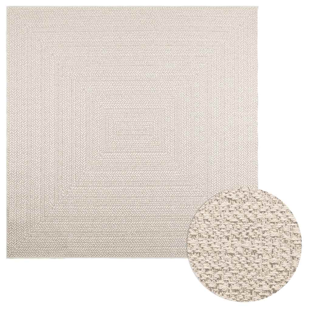 Vloerkleed ZIZUR room binnen en buiten 200x200 cm jute look is nu te koop bij PeponiXL, paradijselijk wonen!