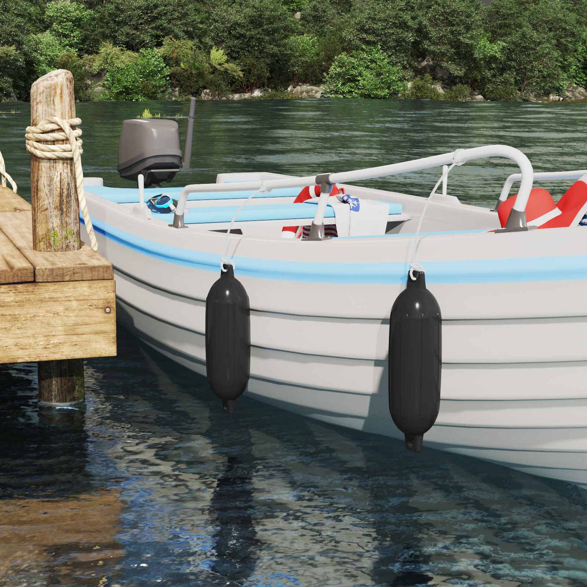 Boot fenders 2 st Ø 14 x 50 cm Zwart PVC is nu te koop bij PeponiXL, paradijselijk wonen!