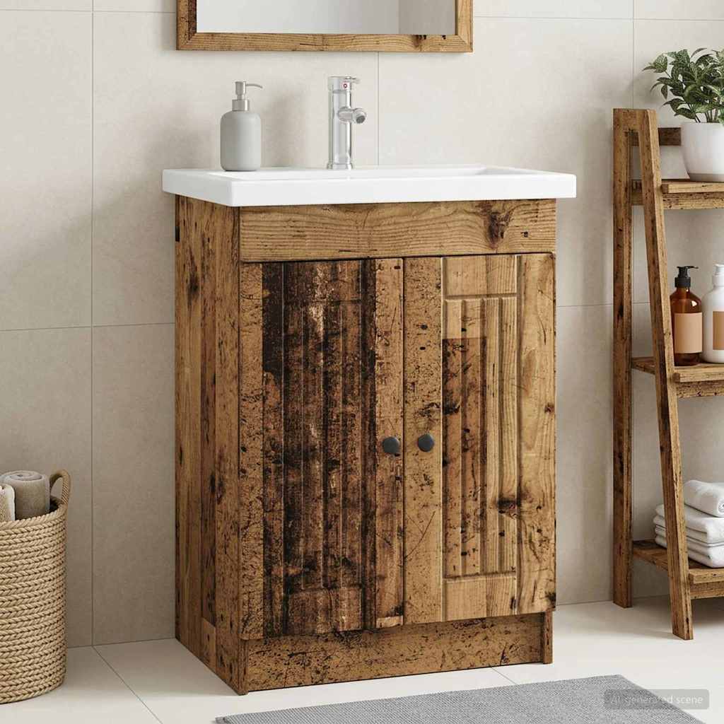 Badkamer onder wastafel kast Oud hout 78,5 x 37,5 x 81 cm is nu te koop bij PeponiXL, paradijselijk wonen!