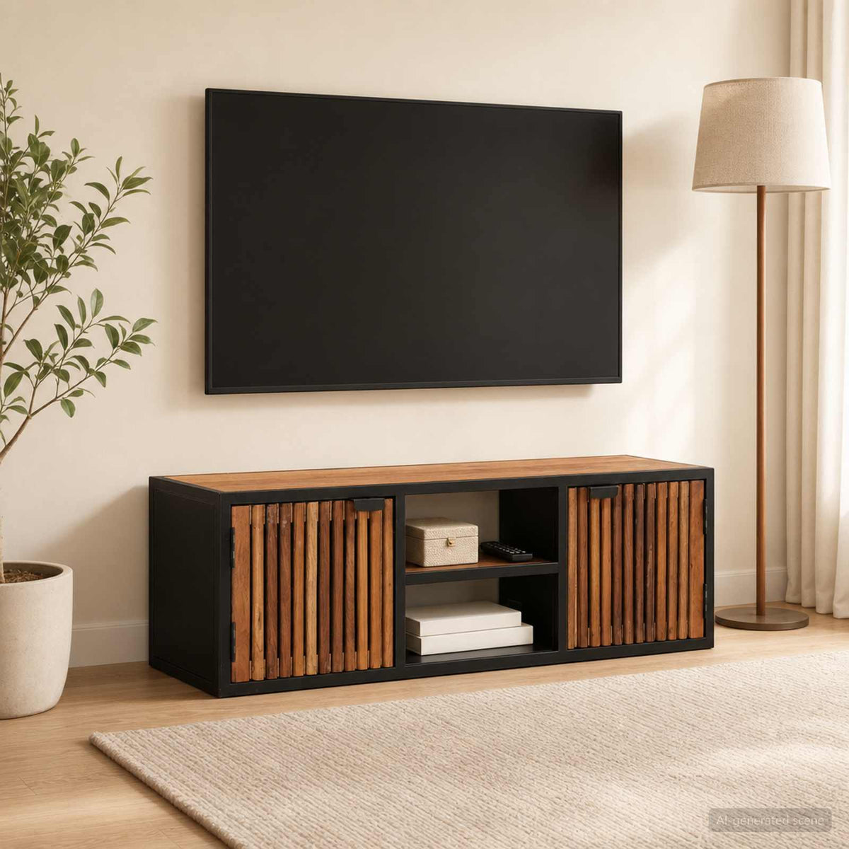 TV-kast 105 x 30 x 35 cm Massief Mango Hout en Geengineerd Hout is nu te koop bij PeponiXL, paradijselijk wonen!