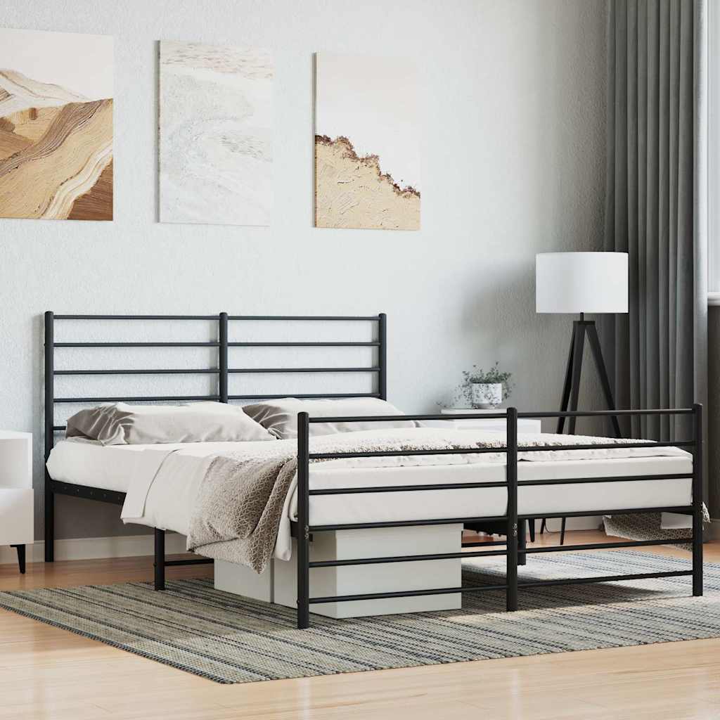 Bedframe met hoofd- en voeteneinde metaal zwart 140x200 cm is nu te koop bij PeponiXL, paradijselijk wonen!