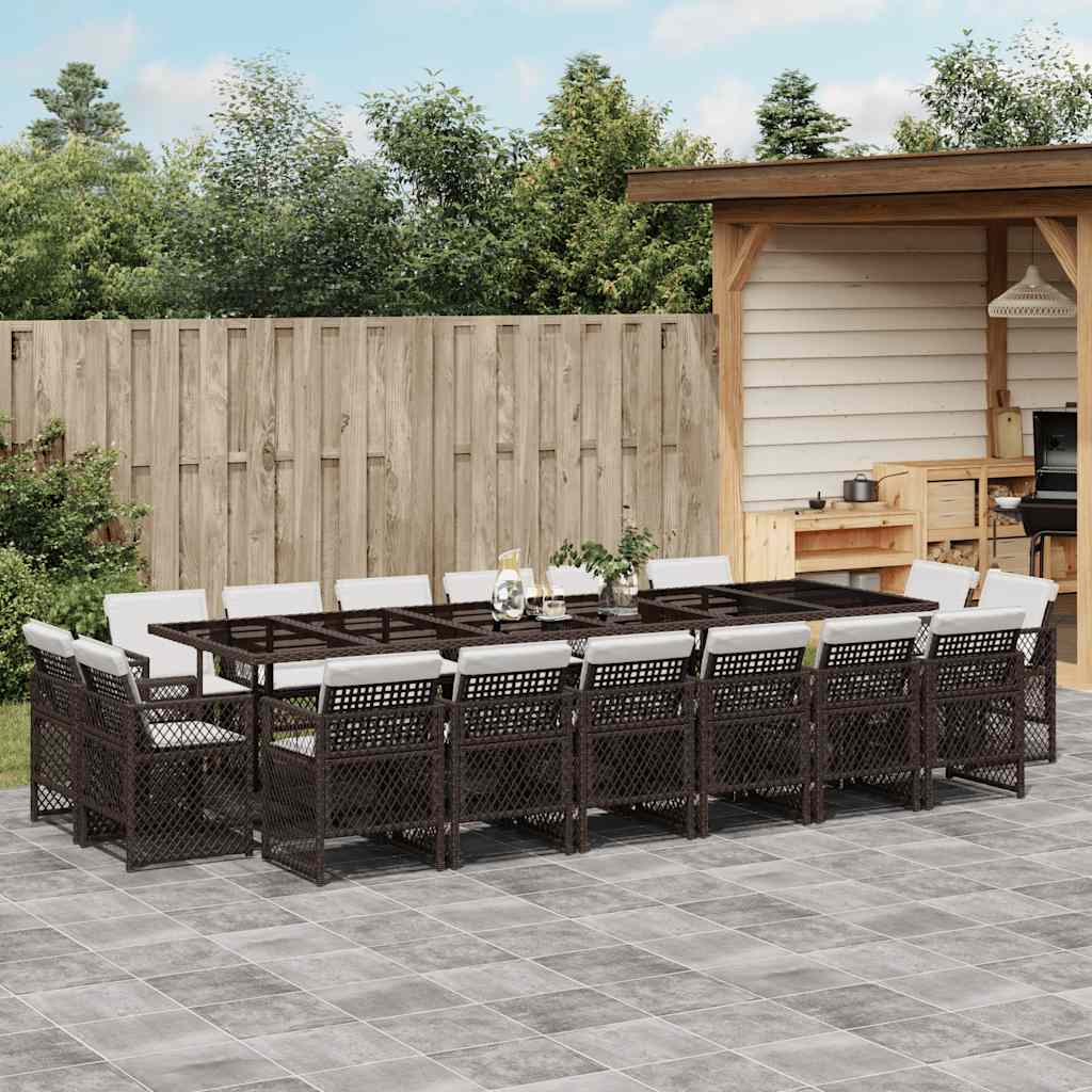 17-delige Tuinset met kussens poly rattan bruin is nu te koop bij PeponiXL, paradijselijk wonen!