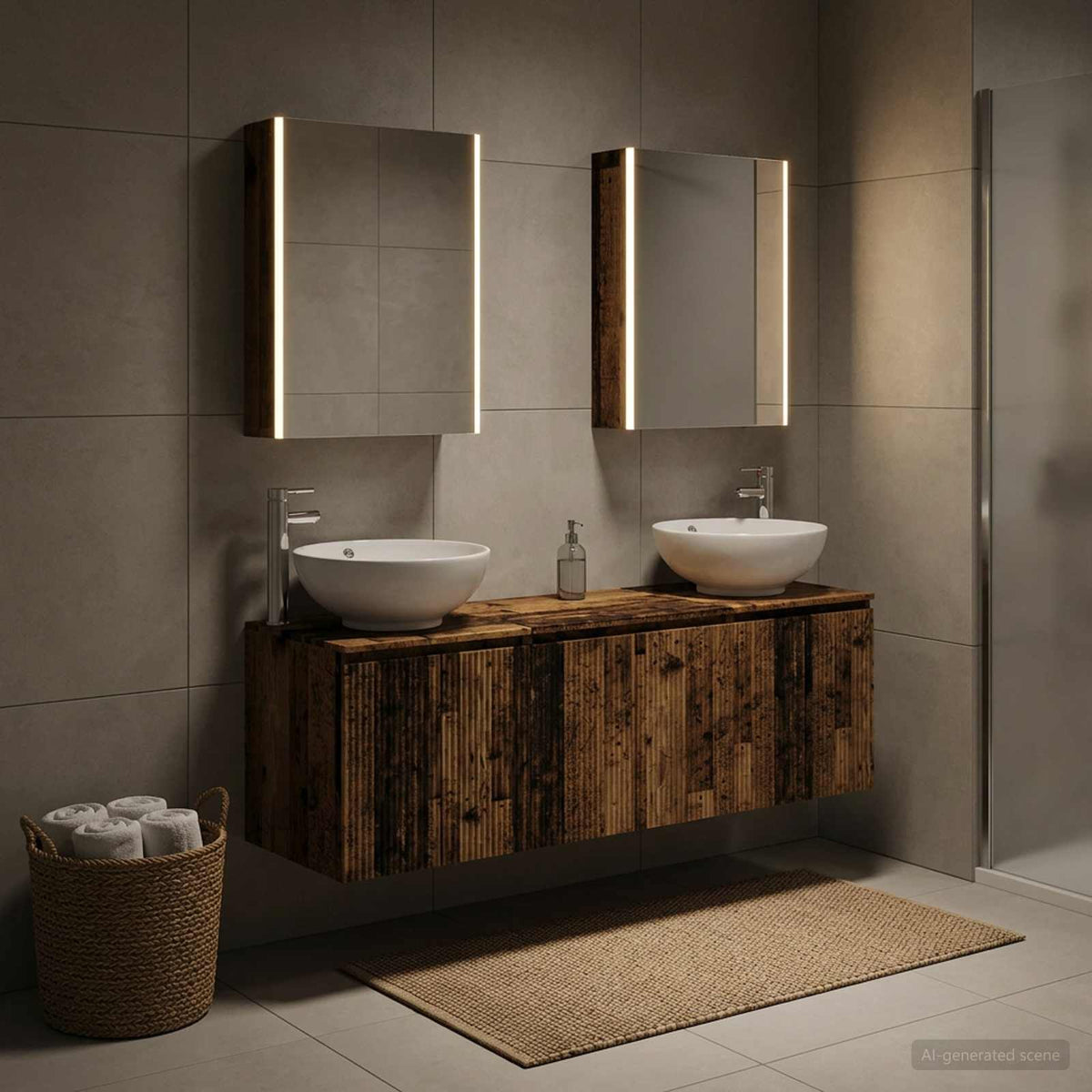 vidaXL Badkamerkastenset 5 st Oud hout Bewerkt hout