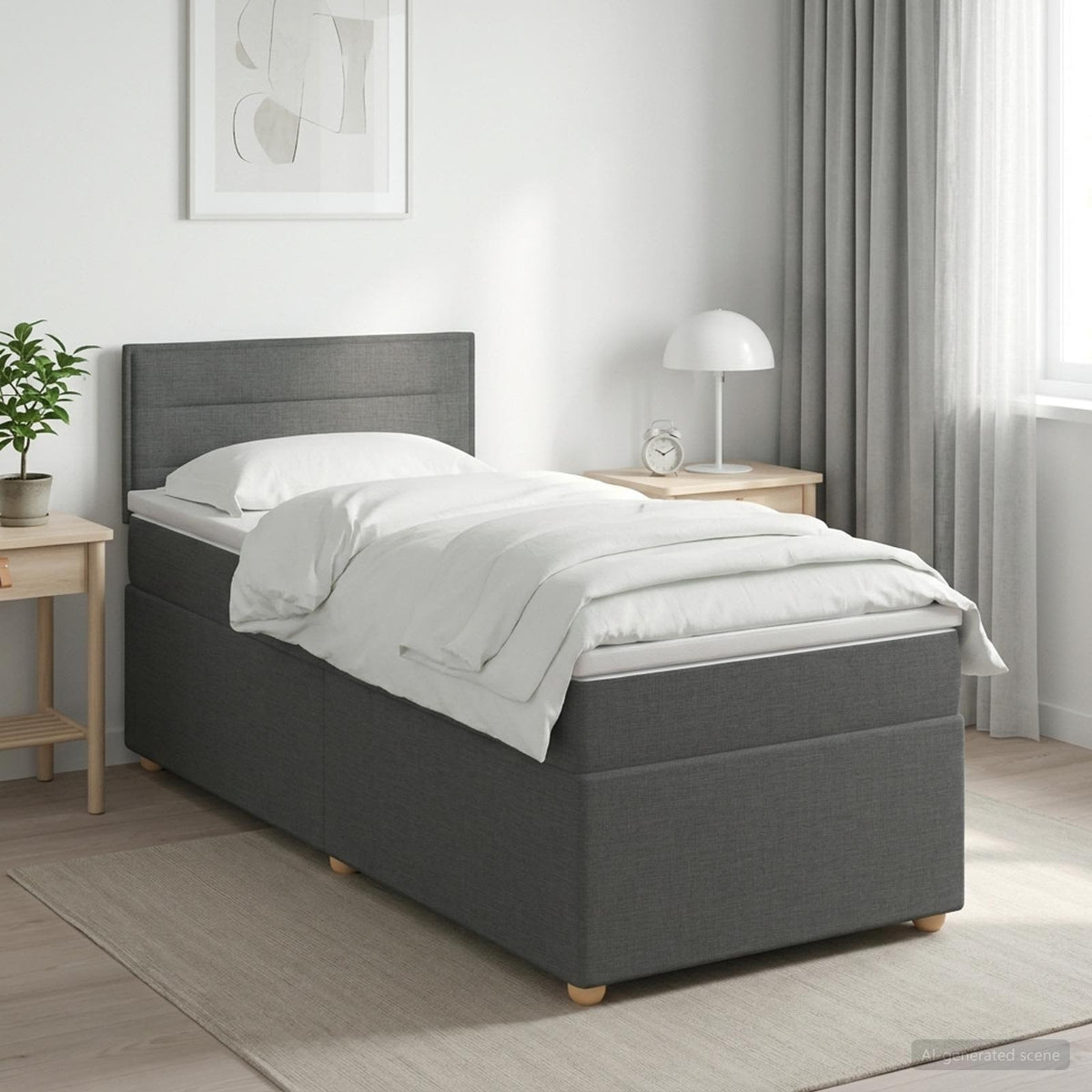 Boxspringbed met matras Donkergrijs 80 x 200 cm Stof is nu te koop bij PeponiXL, paradijselijk wonen!