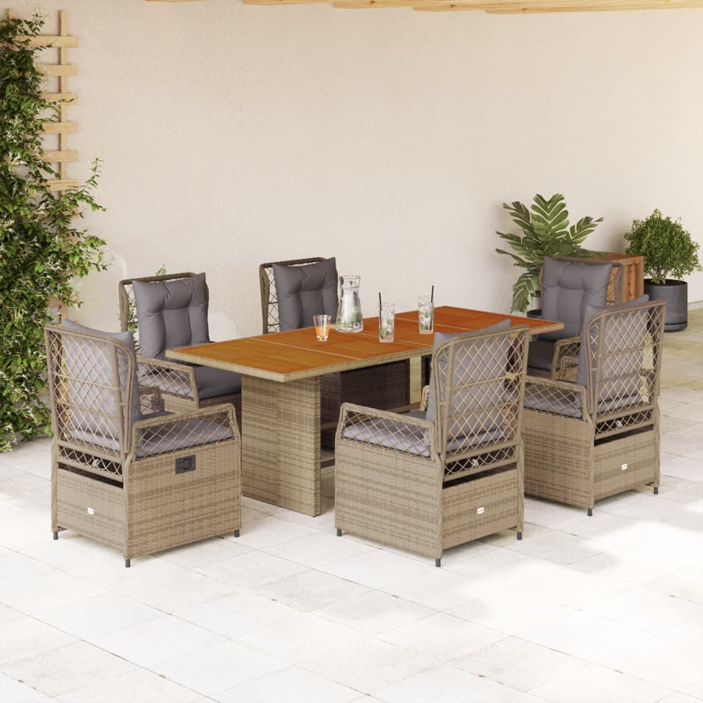 7-delige Tuinset met kussens poly rattan beige is nu te koop bij PeponiXL, paradijselijk wonen!
