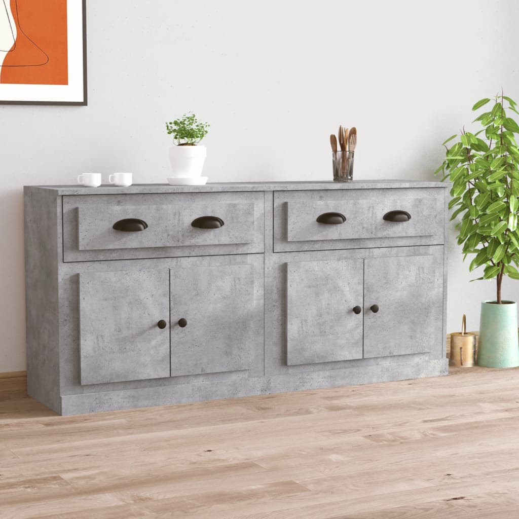 Dressoirs 2 st bewerkt hout betongrijs is nu te koop bij PeponiXL, paradijselijk wonen!