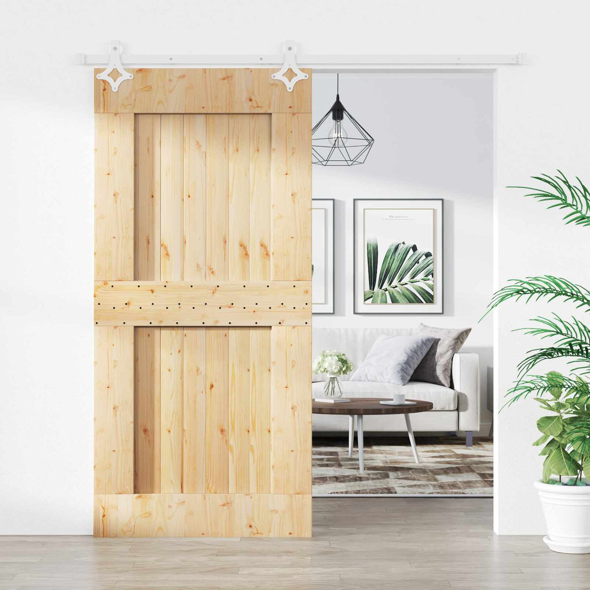 Schuifdeur Natuurlijk en Wit 95 x 210 cm Massief Grenenhout is nu te koop bij PeponiXL, paradijselijk wonen!