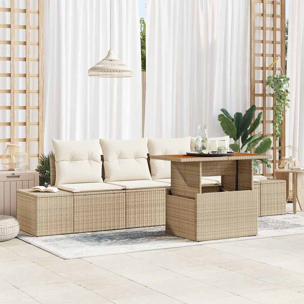 Tuinbankenset 5 st Beige en Crème is nu te koop bij PeponiXL, paradijselijk wonen!