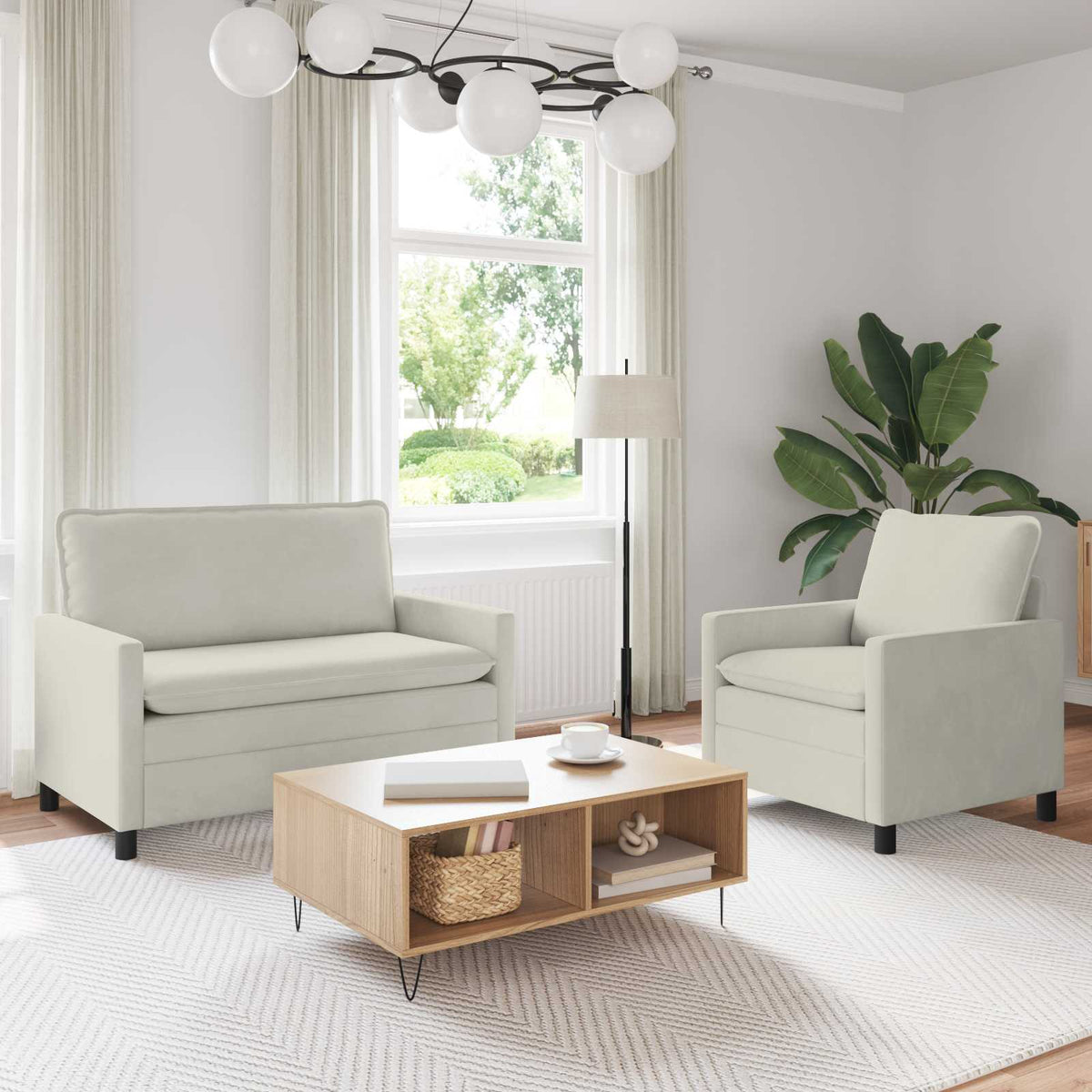 Bankstel 2 pcs Crèmekleurig Fluweel is nu te koop bij PeponiXL, paradijselijk wonen!