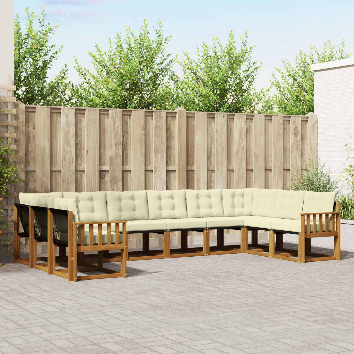 Buiten bankenset met kussen 10 pcs Natuurlijk en Crème is nu te koop bij PeponiXL, paradijselijk wonen!