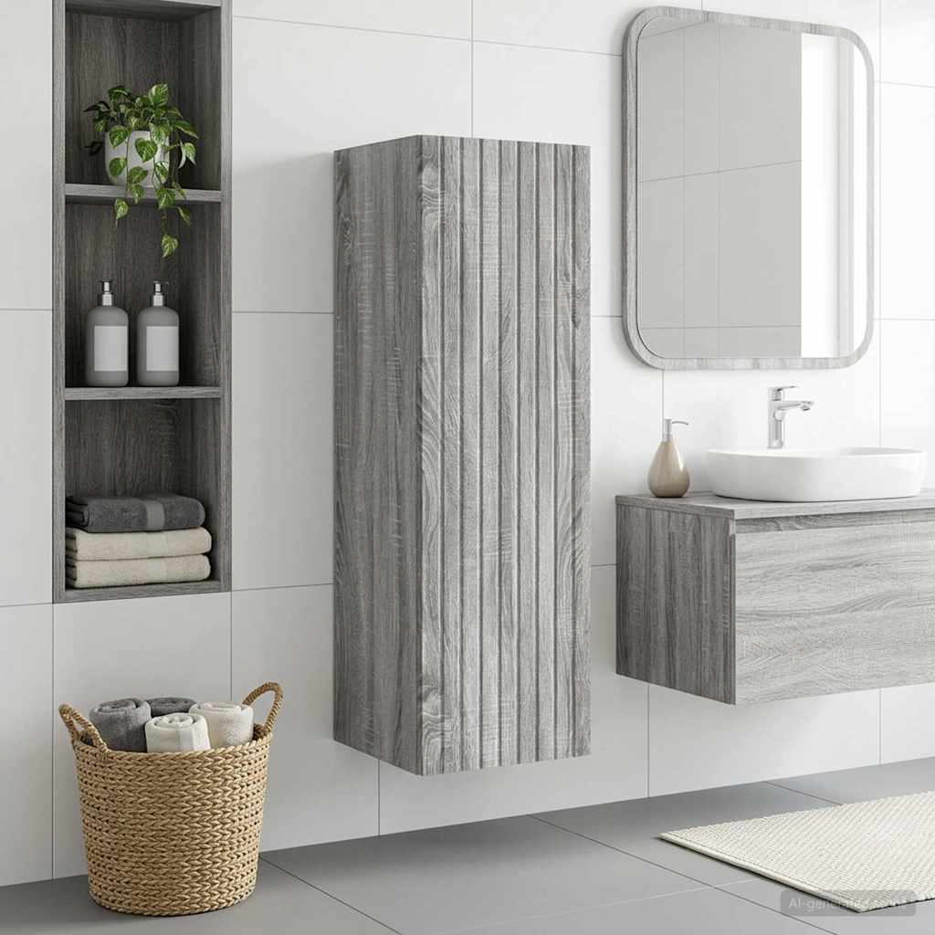 Wand Gemonteerde Badkamerkast Grijs Sonoma 33 x 34,5 x 100 cm is nu te koop bij PeponiXL, paradijselijk wonen!