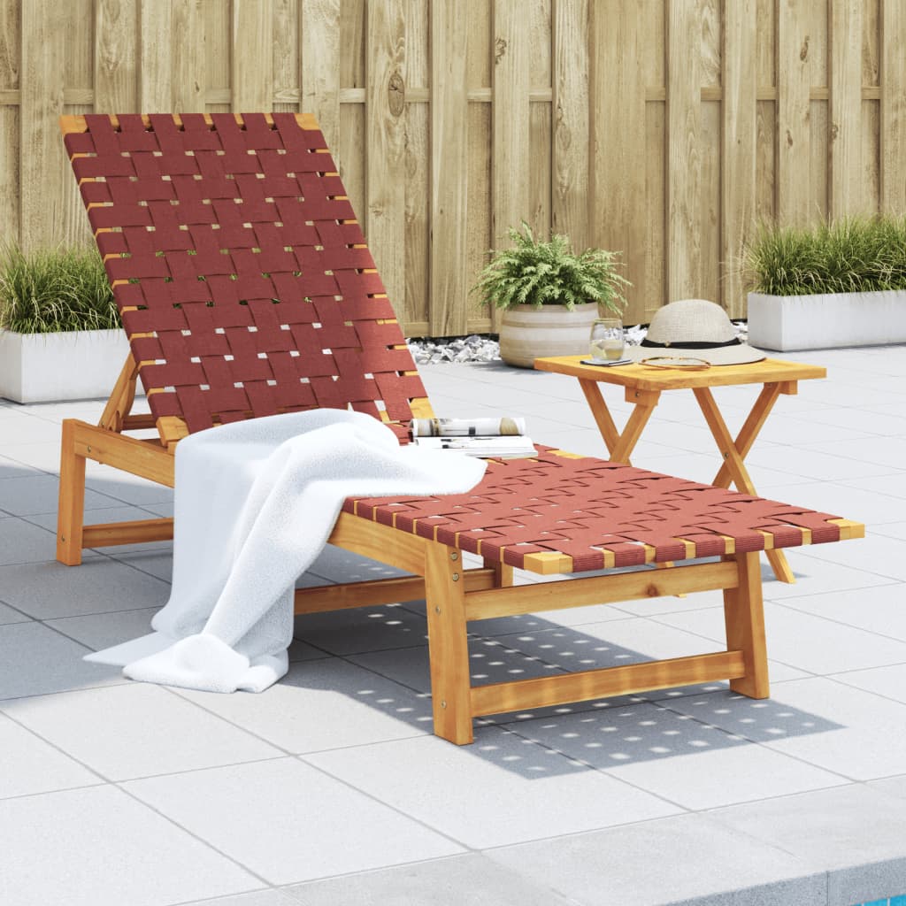 Ligbed met tafel massief acaciahout en stof rood is nu te koop bij PeponiXL, paradijselijk wonen!