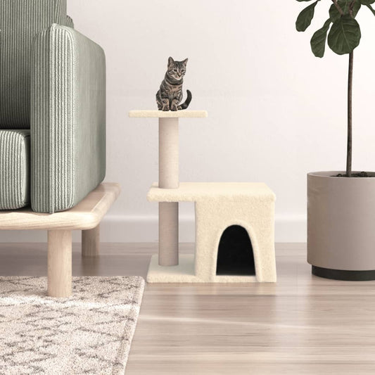 Kattenmeubel met sisal krabpalen 48 cm crèmekleurig is nu te koop bij PeponiXL, paradijselijk wonen!