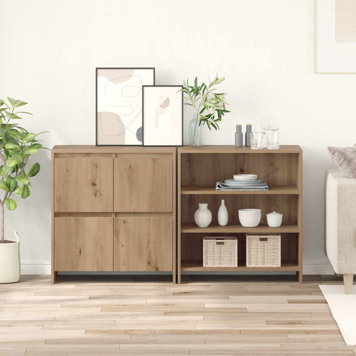 Dressoir 2 pcs Artisan Eiken 70 x 41 x 75 cm Bewerkt hout is nu te koop bij PeponiXL, paradijselijk wonen!