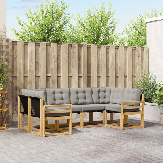 Buiten bankenset met kussen 6 pcs Wit en Lichtgrijs is nu te koop bij PeponiXL, paradijselijk wonen!