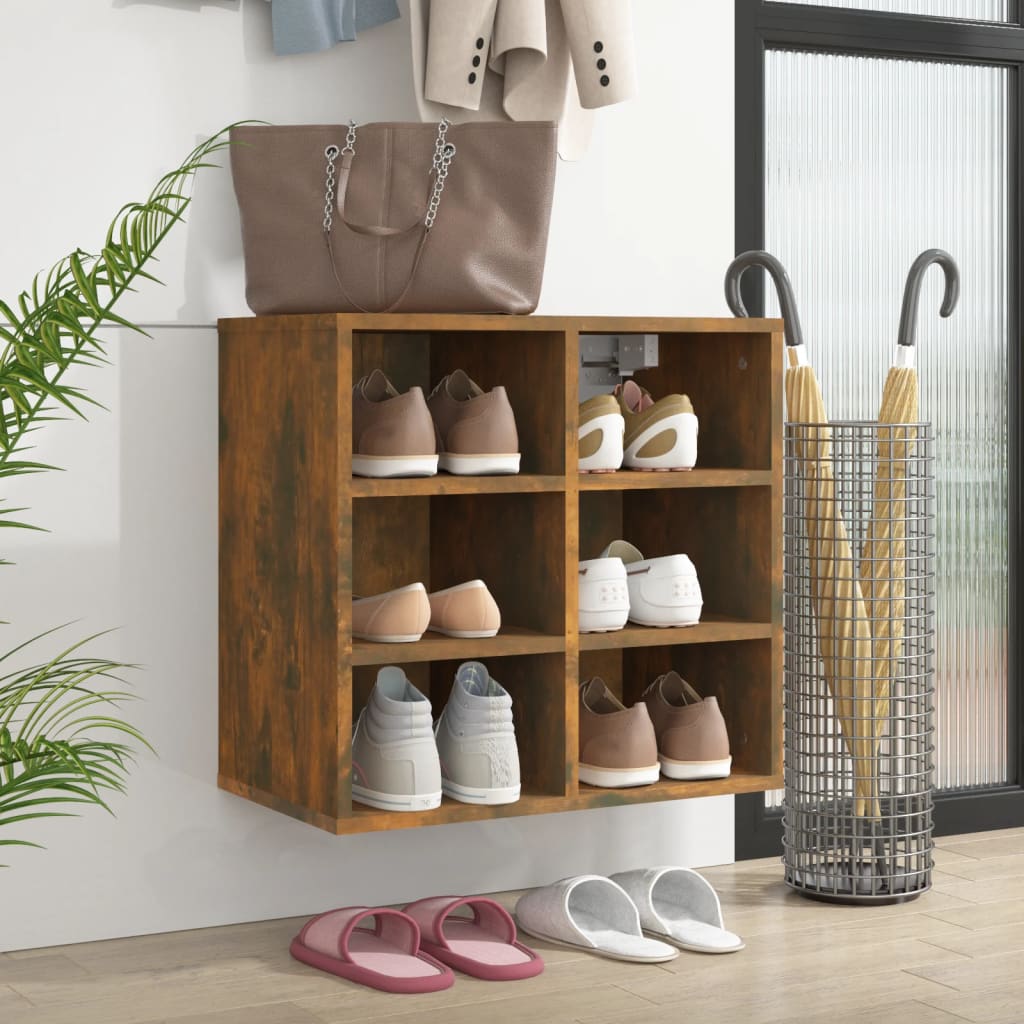 Schoenenkast 52,5x30x50 cm gerookt eikenkleurig is nu te koop bij PeponiXL, paradijselijk wonen!