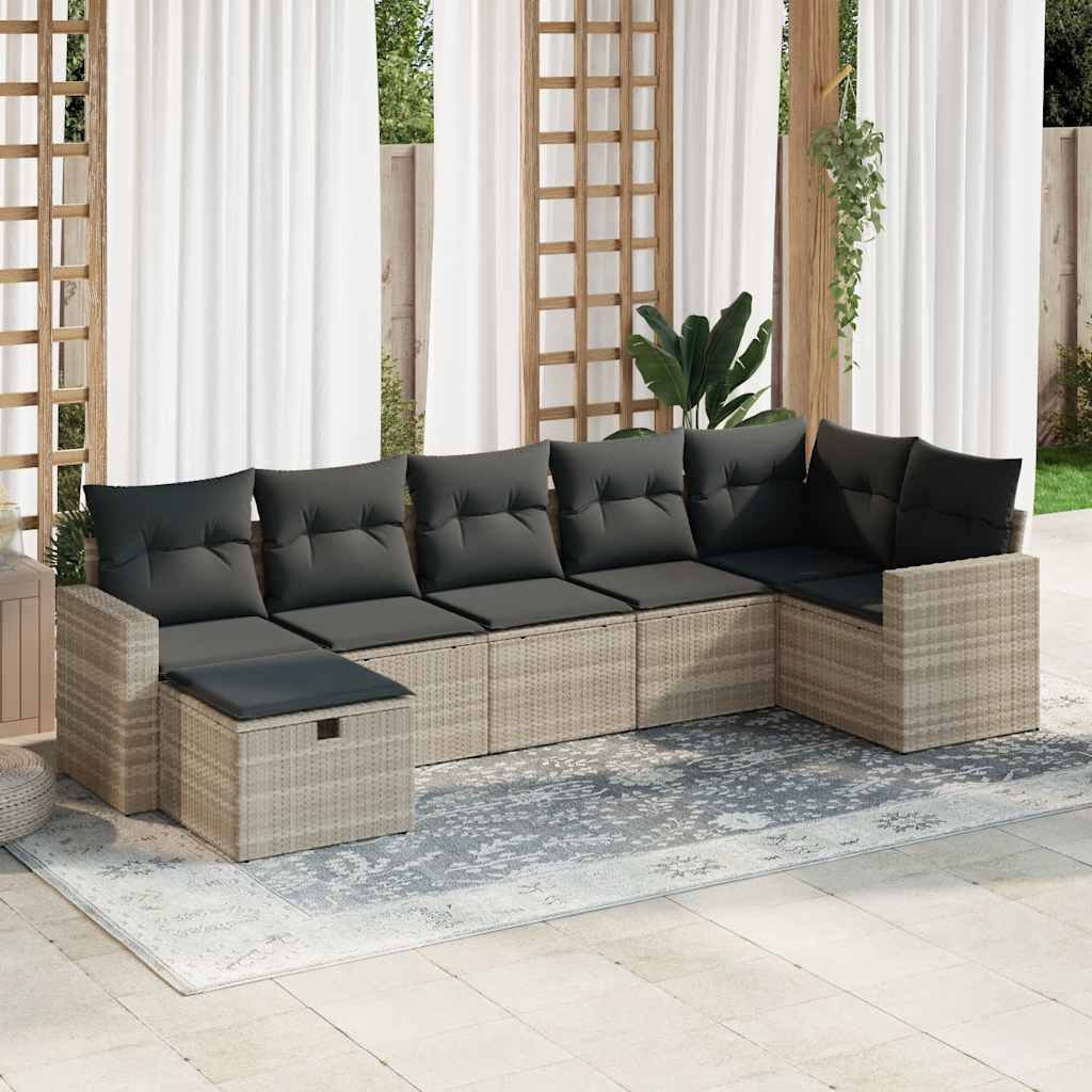 7-delige Loungeset met kussens poly rattan lichtgrijs is nu te koop bij PeponiXL, paradijselijk wonen!